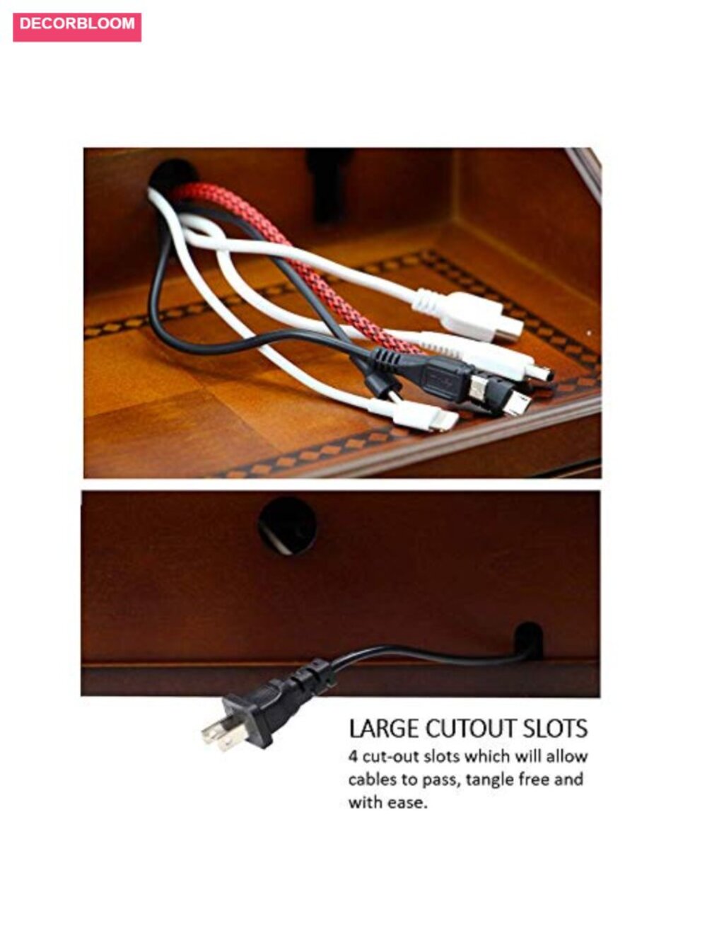 Wooden Multi-Device Charging Station and Valet with Drawer - Picture 6 of 6